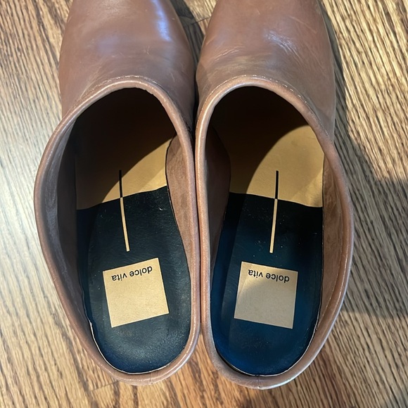 Dolce Vita Brown Leather Clogs with wooden heel - size 10 womens - 4.5 inch heel - Picture 5 of 6